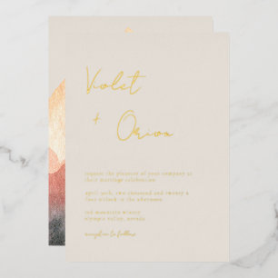 Elegante Berge Hochzeit Gold Folieneinladung