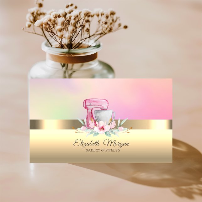 Elegante Beruflich Cake Mixer Blume Bäckerei Visitenkarte (Von Creator hochgeladen)