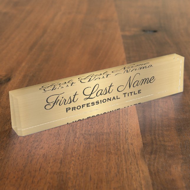 Elegante Beruflich Office Signature Imitate Gold Namensplakette (Seite)