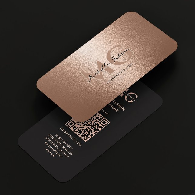Elegante Beruflich Rosegold Black Modern Visitenkarte (Elegant Professional Rosegold Black Modern Business Card
)