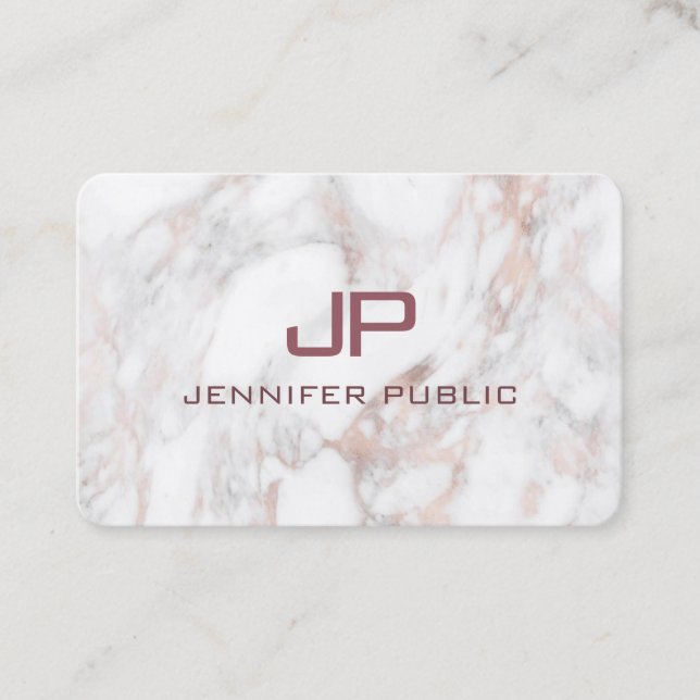 Elegante Beruflich Template Rose Gold Marmor Visitenkarte (Vorderseite)