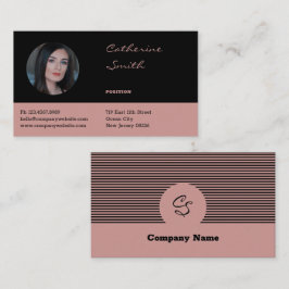 Elegante Berufliche Black & Pink Business Card Visitenkarte