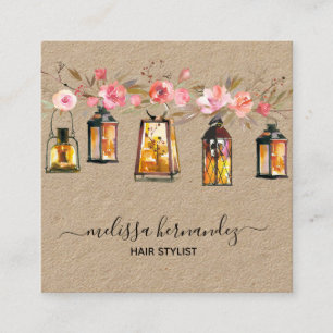 Elegante berufliche Blumenhaar-Stylist-Koralle Quadratische Visitenkarte