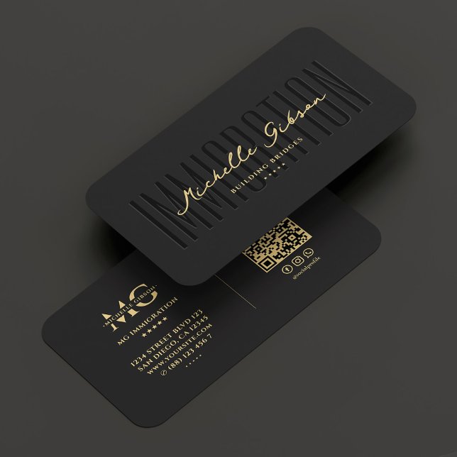 Elegante Berufliche Einwanderungsberatung Black Visitenkarte (Elegant Professional Immigration Consulting Black Business Card
)