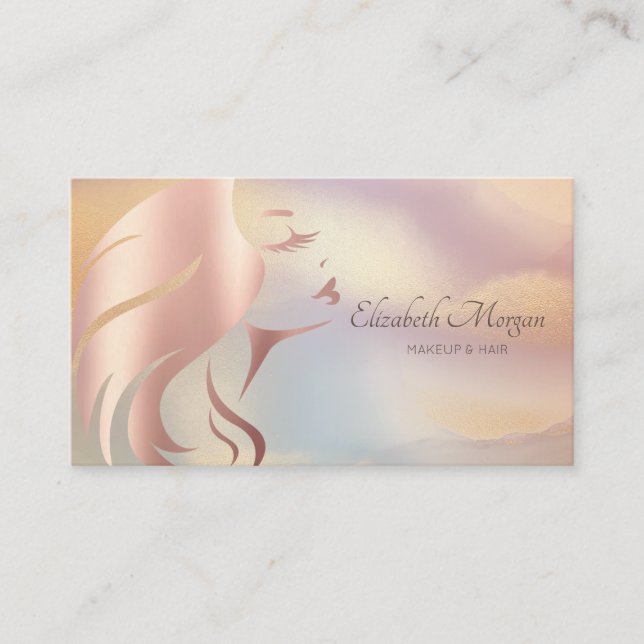Elegante Berufliche Girl Face Silhouette Visitenkarte (Vorderseite)