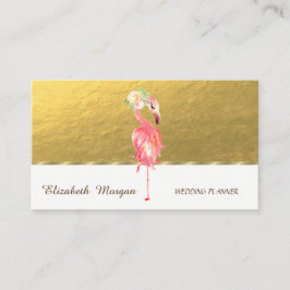Elegante Berufliche, goldene, rosa Flamingo-Blume Visitenkarte