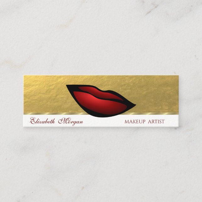 Elegante Berufliche, Imitate Gold Rote Lippen Mini Visitenkarte (Vorderseite)