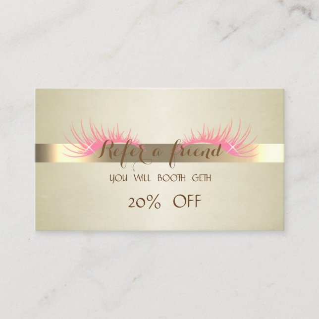 Elegante Berufliche, Imitate Lashes Referrkarte Empfehlungskarte (Vorderseite)