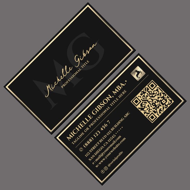 Elegante Berufliche Imitats Gold Frame Black Moder Visitenkarte (Elegant Professional Faux Gold Frame Black Modern Business Card
)