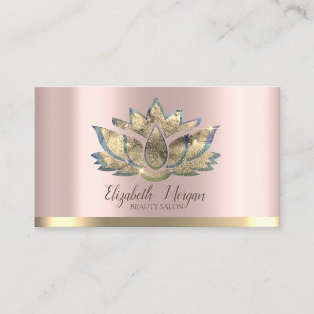 Elegante Berufliche Lotus Rose Gold Visitenkarte (Vorderseite)