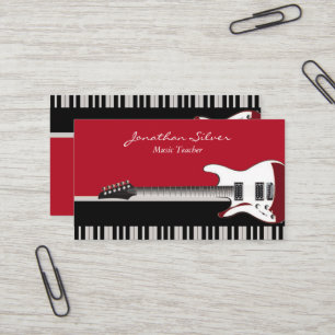 Elegante Berufliche Piano Keys & Gitarre Visitenkarte