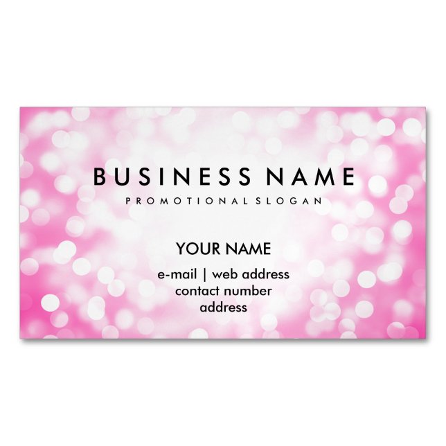 Elegante berufliche rosa Glitzer-Lichter Magnetische Visitenkarte (Vorderseite)