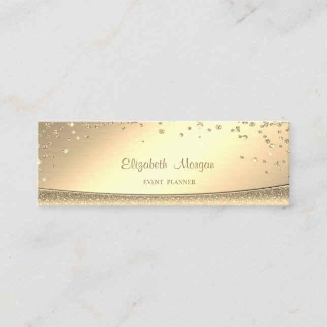 Elegante Berufliche stilvolle Golddiamanten Mini Visitenkarte (Vorderseite)