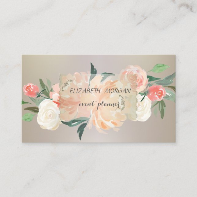 Elegante Berufliche Vintage Blume Visitenkarte (Vorderseite)