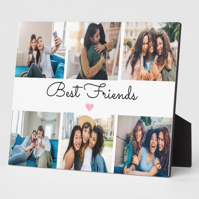 Elegante Best Friends Foto Collage Keepake Fotoplatte (Seite)
