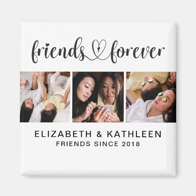 Elegante Best Friends Script FotoCollage Magnet (Vorne)