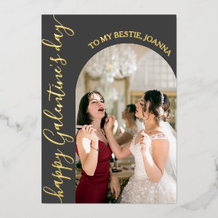 Elegante Best Friends valentiner Art Foto Folien Feiertagskarte
