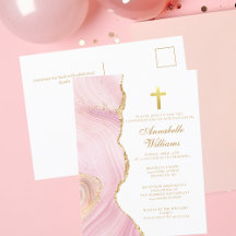 Elegante Bestätigung Cross Pink Gold Einladung