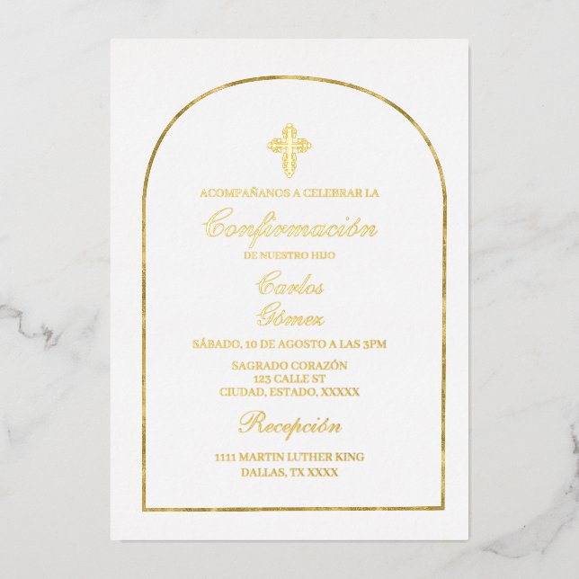 Elegante Bestätigungs-Goldfolie Folieneinladung (Vorderseite)