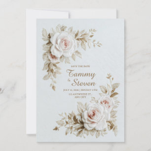 Elegante bestickte Rosenhochzeit Einladung