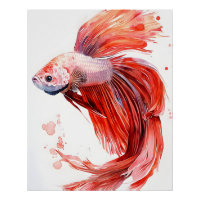 Elegante Betta Fish - Aquarellfarben Print Siamese