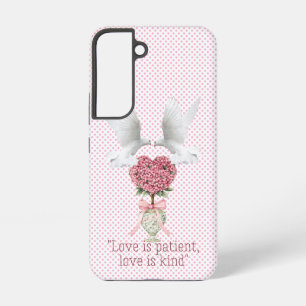 Elegante Bibel Rosa Punkt Tauben Herz Topiary Samsung Galaxy Hülle