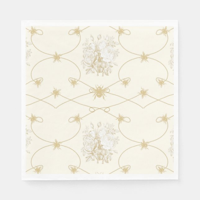 Elegante Bienen Elfenbeingolden Duschdekor Serviette (Vorderseite)