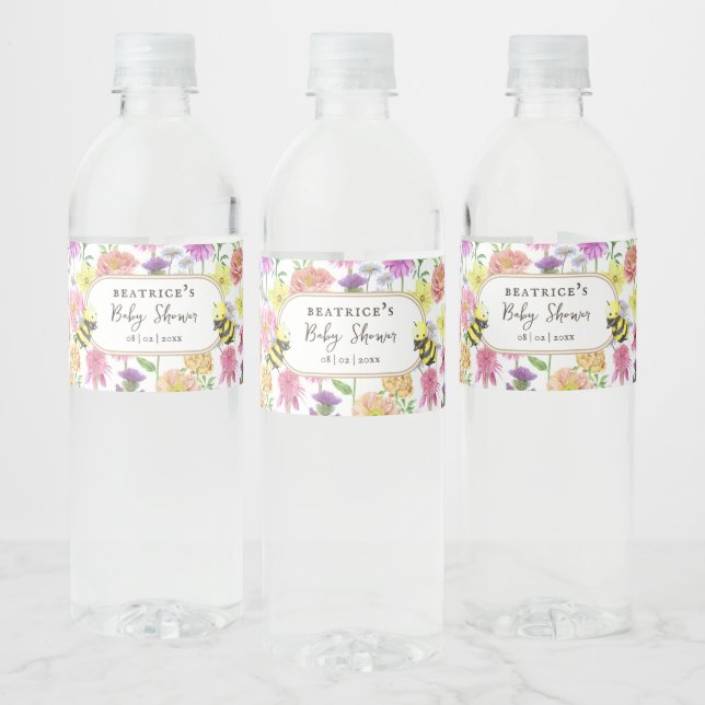 Elegante Bienen- und Wildblume-Babydusche (Flaschen)