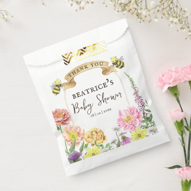 Elegante Bienen- und Wildblume-Babydusche Vielen D Geschenktütchen (Versiegelt)