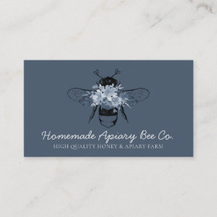 Elegante Bienenfarm Dusty Blue Floral Bee Apiary H Visitenkarte