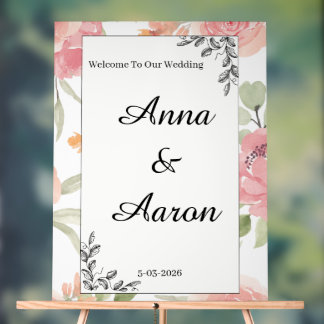 Élégante Bienvenue de Mariage aux Fleurs Douces de