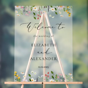 Élégante Bienvenue de Mariage Fleur Sauvage Givrée