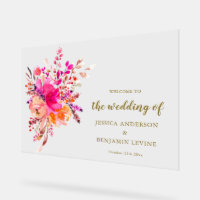 Élégante Bienvenue de mariage floral aquarelle ros