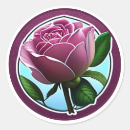 Elegante Big Pink Rose Kunst, Dichtung und Musik Runder Aufkleber