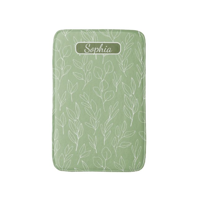 Elegante Bio Grüne Form Kunst für Geschenke Badematte (Vorderseite Vertikal)