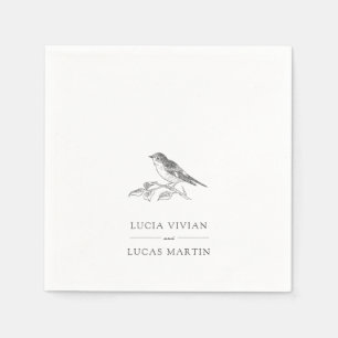 Elegante Bird Black and White Wedding Serviette