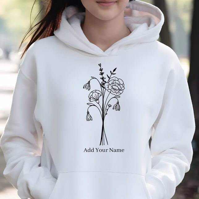Elegante Birth Blume Bouquet Wildblume individuell Hoodie (Von Creator hochgeladen)