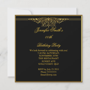Elegante Birthday Party Black Gold Einladung