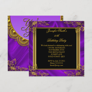 Elegante Birthday Party Black Lila Gold Einladung