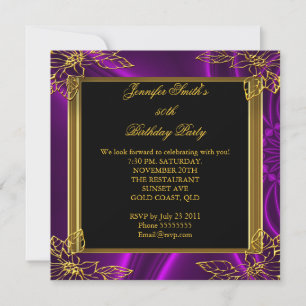 Elegante Birthday Party Black Lila Gold Einladung