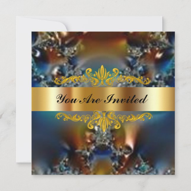 Elegante Birthday Party Fantasy Gold Einladung (Vorderseite)