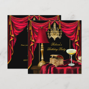 Elegante Birthday Party Gold Black Red Luxury Einladung
