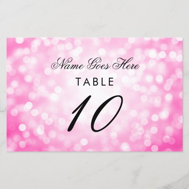 Elegante Birthday Pink Glitzer Lights Platzkarte (Vorderseite)