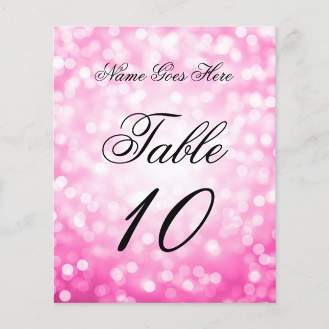 Elegante Birthday Pink Glitzer Lights Platzkarte (Vorderseite)