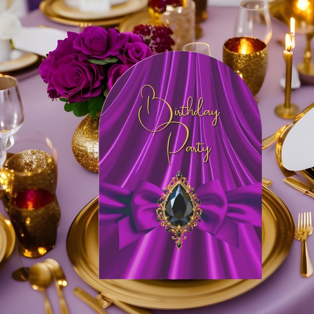Elegante Birthday Plum Lila Black Jewel Einladung (Von Creator hochgeladen)