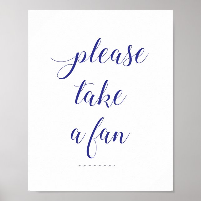 Elegante Bitte nehmen Sie ein blaues Hochzeitszeic Poster (Vorne)