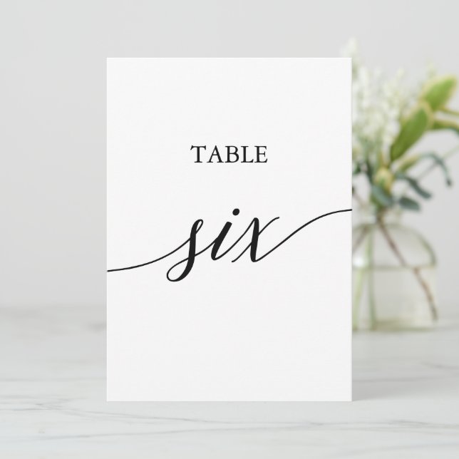 Elegante Black 12x18 Printable Table Six Tischnumm Einladung (Stehend Vorderseite)