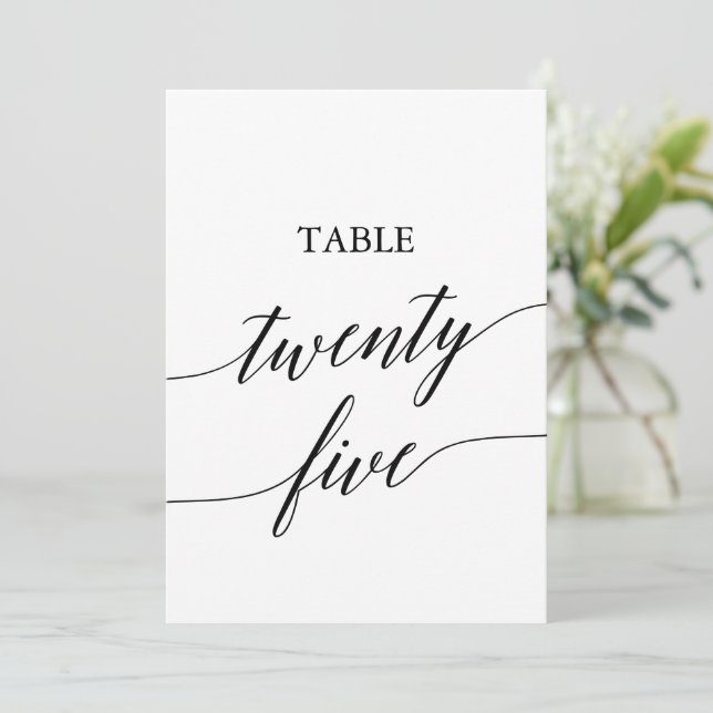 Elegante Black 12x18 Printable Tischnummer 25 (Stehend Vorderseite)
