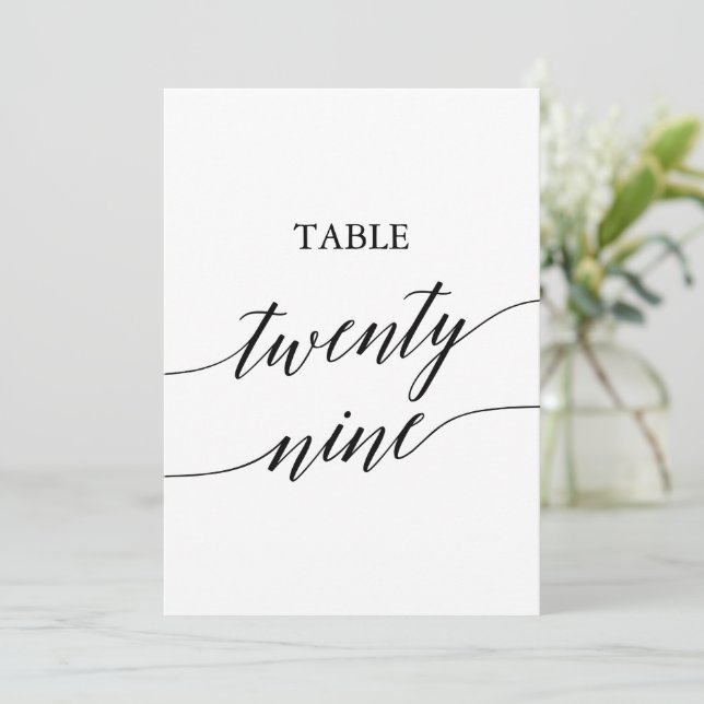 Elegante Black 12x18 Printable Tischnummer 29 (Stehend Vorderseite)