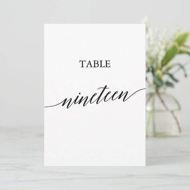 Elegante Black 12x18 Printable Tischnummer Neunzeh (Stehend Vorderseite)